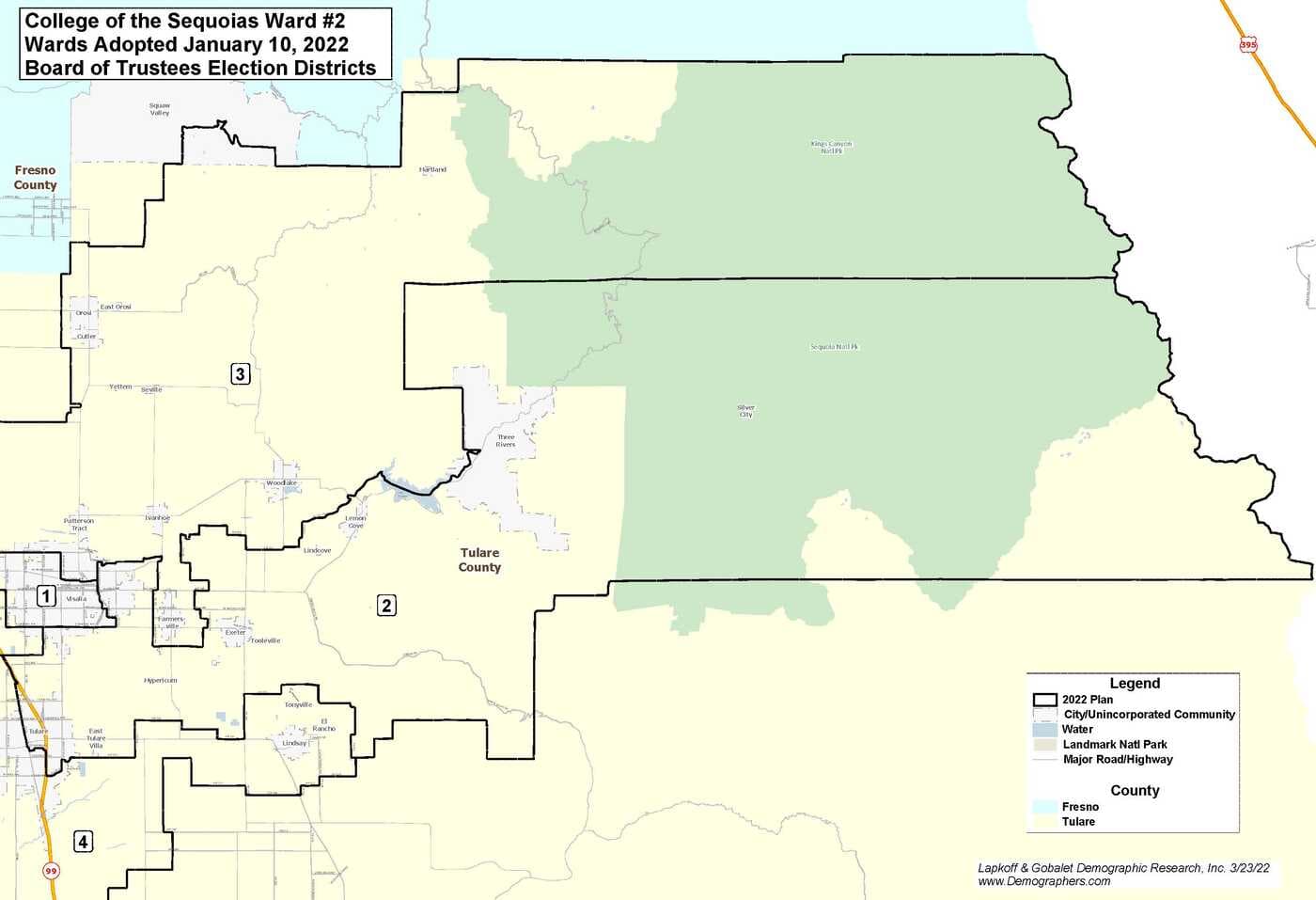 Map of College of the Sequoias Ward 2